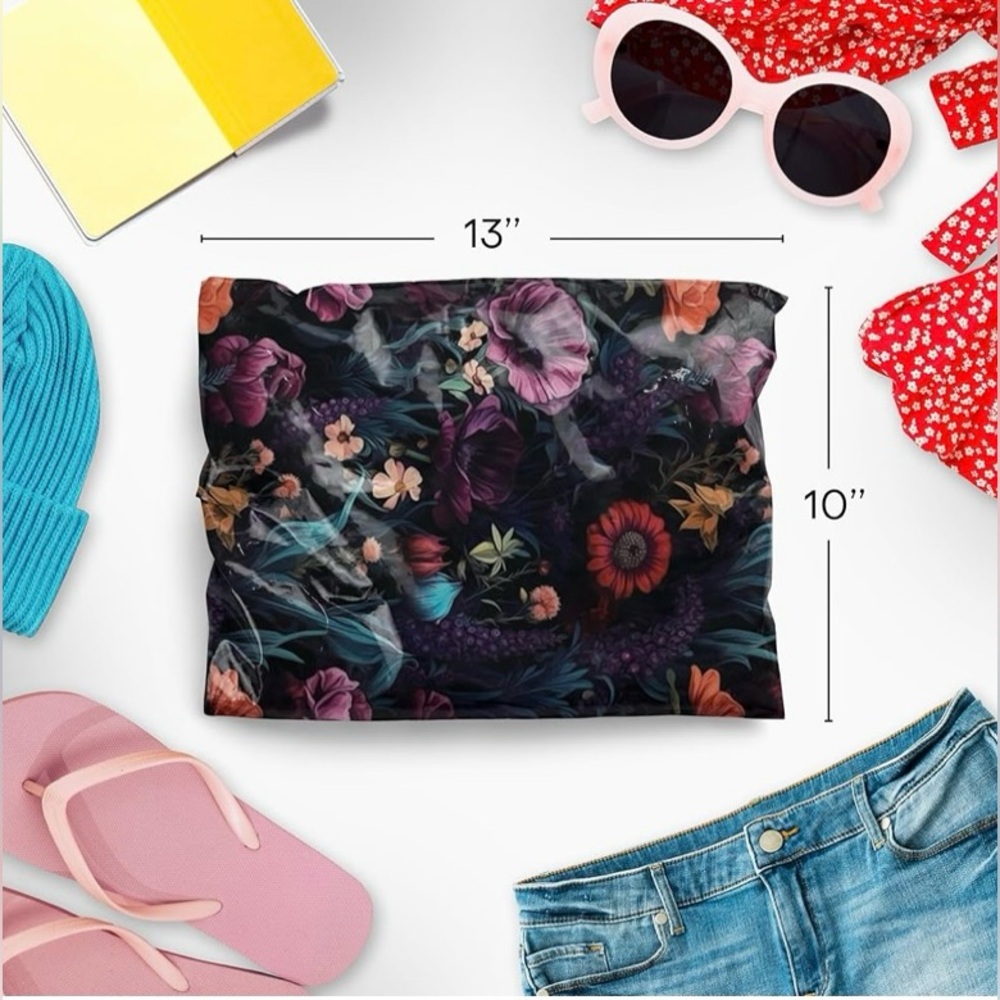 20 Dark Floral 10 x 13 Poly Shipping Mailers - Picture 2 of 4